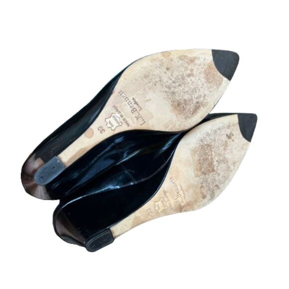 LK Bennett Women's Black Patent Leather Wedge Pointed Toe Pumps Size 8.5B - Picture 8 of 8
